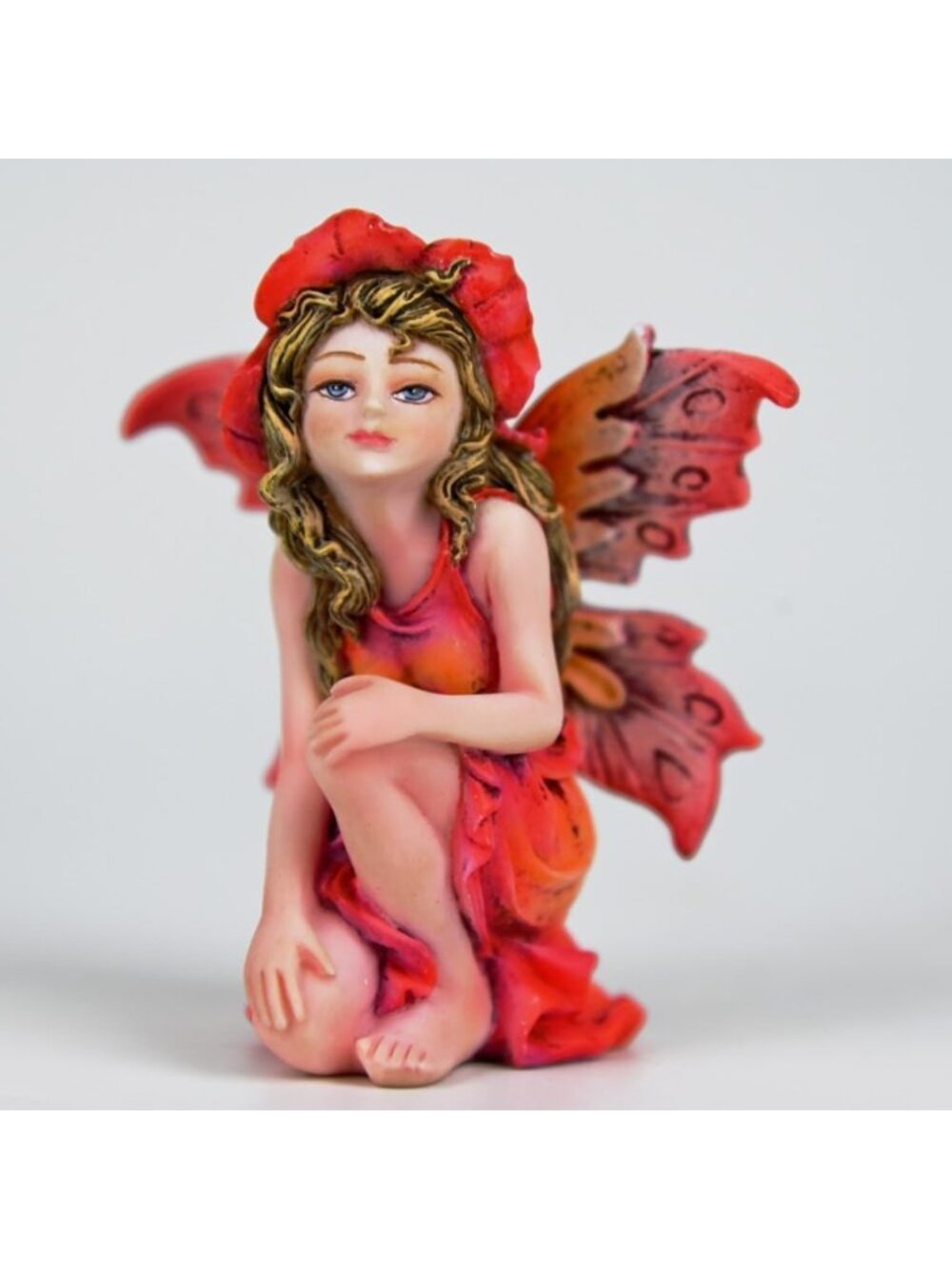 Hand-Painted Autumn Fairy Figurine - 3.15 Inch Elf Statue with Flower Hat